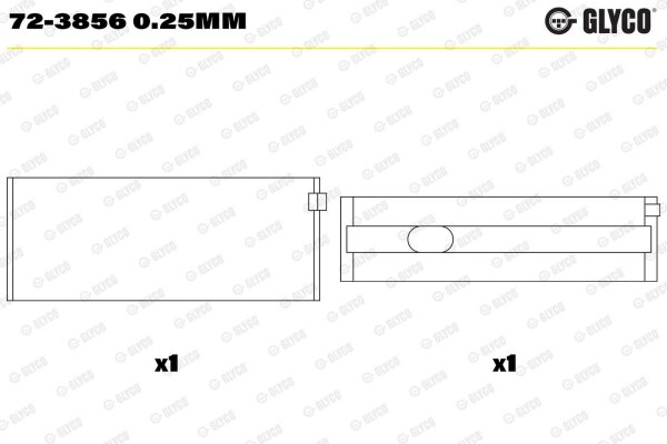 GLYCO 72-3856 0.25mm Kurbelwellenlagerschale
