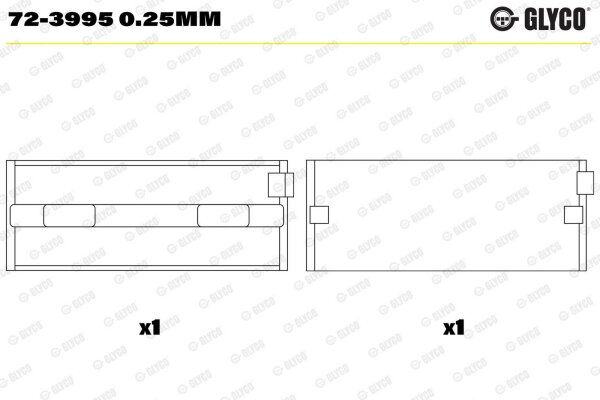 GLYCO 72-3995 0.25mm Kurbelwellenlagerschale