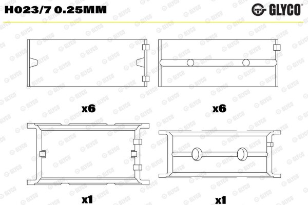 GLYCO H023/7 0.25mm Kurbelwellenlagerschale