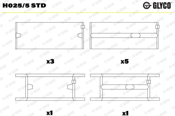 GLYCO H025/5 STD Kurbelwellenlagerschale