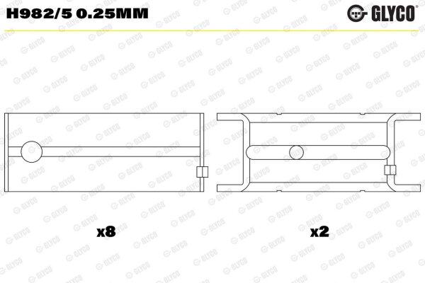 GLYCO H982/5 0.25mm Kurbelwellenlagerschale