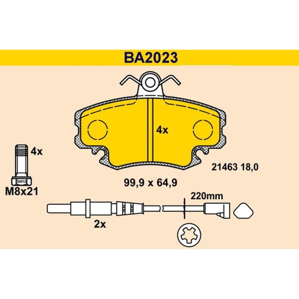 BARUM BA2023 Bremsbelagsatz, Scheibenbremse