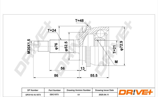 DR!VE+ DP2110.10.1573 Gelenksatz, Antriebswelle