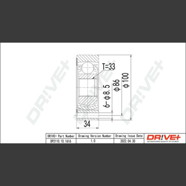 DR!VE+ DP2110.10.1616 Gelenksatz, Antriebswelle