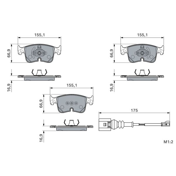 BOSCH 0 986 460 321 Bremsbelagsatz, Scheibenbremse