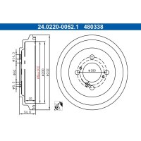 ATE 24.0220-0052.1 Bremstrommel