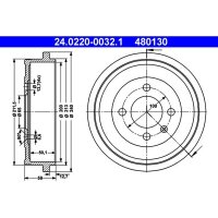 ATE 24.0220-0032.1 Bremstrommel