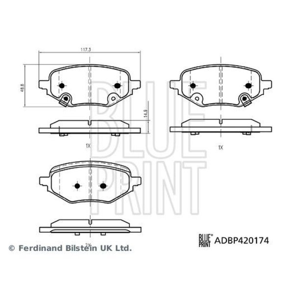 BLUE PRINT ADBP420174 Bremsbelagsatz, Scheibenbremse