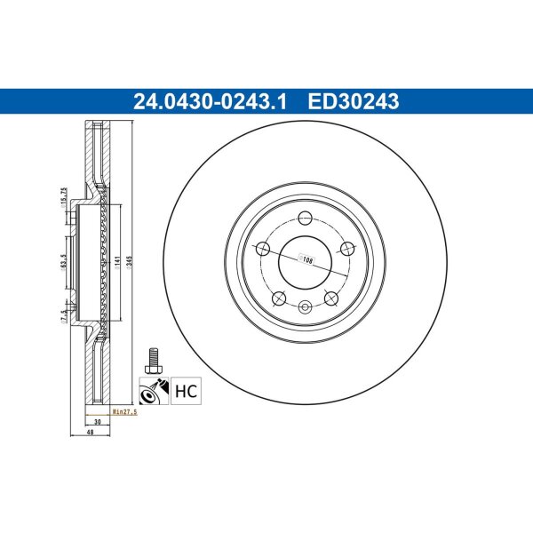 ATE 24.0430-0243.1 Bremsscheibe