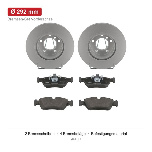 JURID Bremsscheiben Ø292 mm + Bremsbeläge vorne für BMW 3 E90 320 i 2004-2007