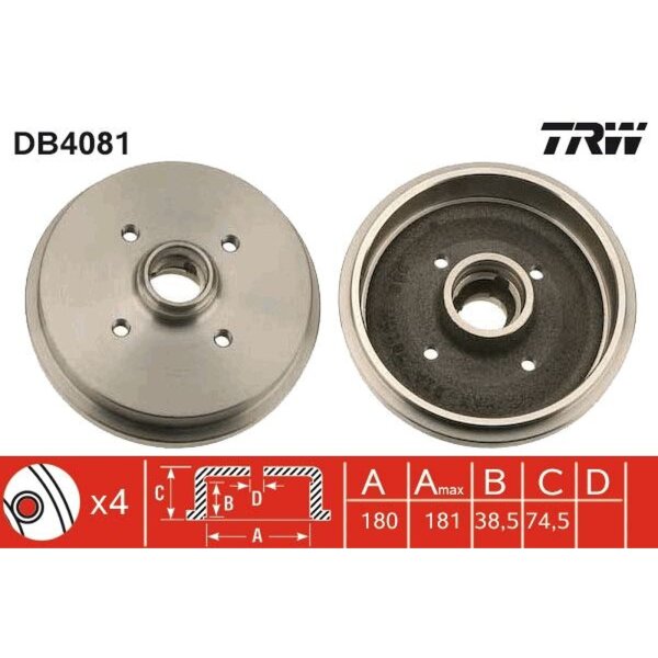 TRW DB4081 Bremstrommel