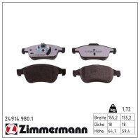 ZIMMERMANN 24914.980.1 Bremsbelagsatz, Scheibenbremse