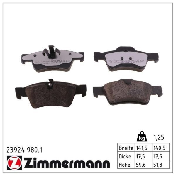 ZIMMERMANN 23924.980.1 Bremsbelagsatz, Scheibenbremse