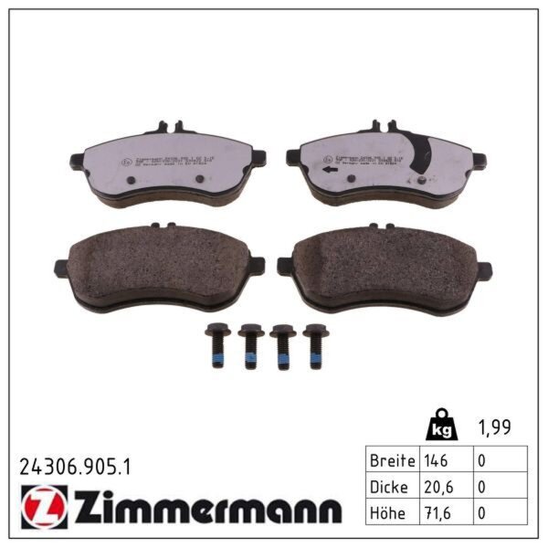 ZIMMERMANN 24306.905.1 Bremsbelagsatz, Scheibenbremse