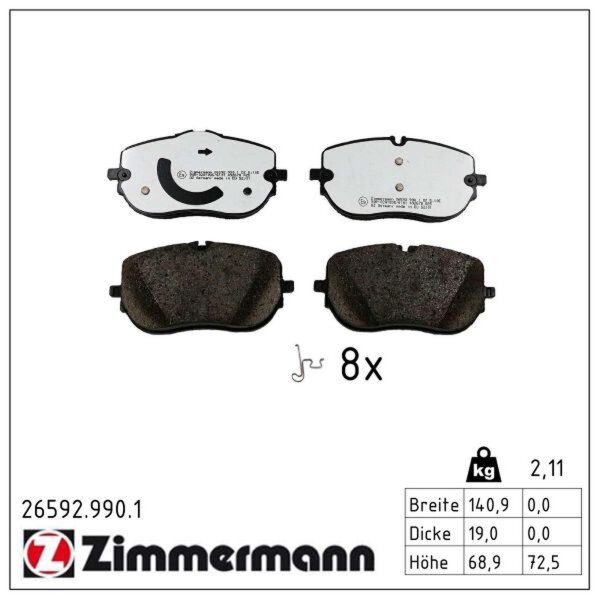 ZIMMERMANN 26592.990.1 Bremsbelagsatz, Scheibenbremse