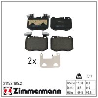 ZIMMERMANN 21152.185.2 Bremsbelagsatz, Scheibenbremse