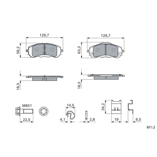 BOSCH 0 986 460 253 Bremsbelagsatz, Scheibenbremse