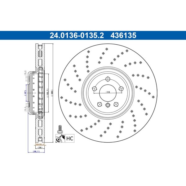 ATE 24.0136-0135.2 Bremsscheibe
